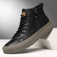 2024 Men's Spring and Autumn White Sneakers, New Trendy Versatile High-Top Sneakers, Summer Fashionable Casual Men's Shoes, Breathable and Wear-Resistant Sneakers