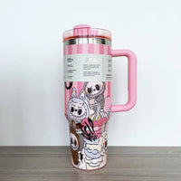 40oz stainless steel straw insulated cup 304 large capacity hot cup ice cup with handle elegant insulated coffee cup