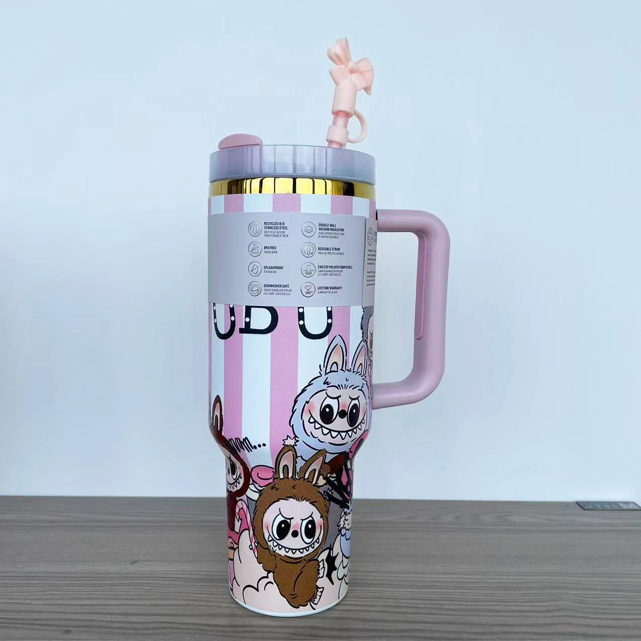 40oz stainless steel straw insulated cup 304 large capacity hot cup ice cup with handle elegant insulated coffee cup