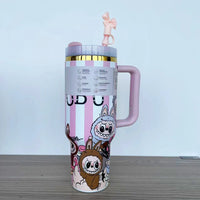 40oz stainless steel straw insulated cup 304 large capacity hot cup ice cup with handle elegant insulated coffee cup