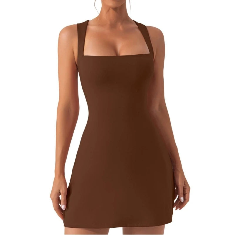 Sexy Flare Mini Dress Womens Summer Fashion Square Neck Sleeveless Par Mega Mart Center Sexy Flare Mini Dress Womens Summer Fashion Square Neck Sleeveless Par Mega Mart Center