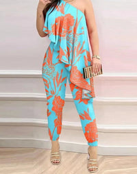 2023 Sexy New Fashion Printed One Shoulder Jumpsuit