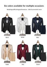 2025 New Wedding Host Performance Men's Suit Dress Three-piece Botanical Floral Pattern  Blazer  for Men with Pants and Vest