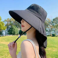 Fisherman Hat Wide Brim Sun Hat Shawl Neck Flap UV Protection Outdoor Travel Beach Hat Women Accessories Summer