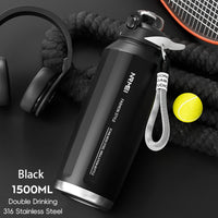 One Button Open Water Bottle with Lifting Rope, Large Capacity Stainless Steel Thermos Bottle,Outdoor Sport Vacuum Flasks