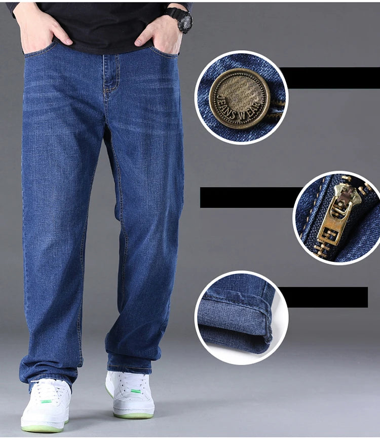 Jeans for Men Big Size 28-50 Denim Fabric Large Size Pants for Fat People 45-150kg Jeans Hombre Wide Leg Jeans Pantalon Homme