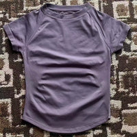 Impact L0g0DF Short Sleeve Top Women Running Sports T Shirt Summer Short Sleeve Round Neck Breathable Stretchy Gym Yoga Fitness