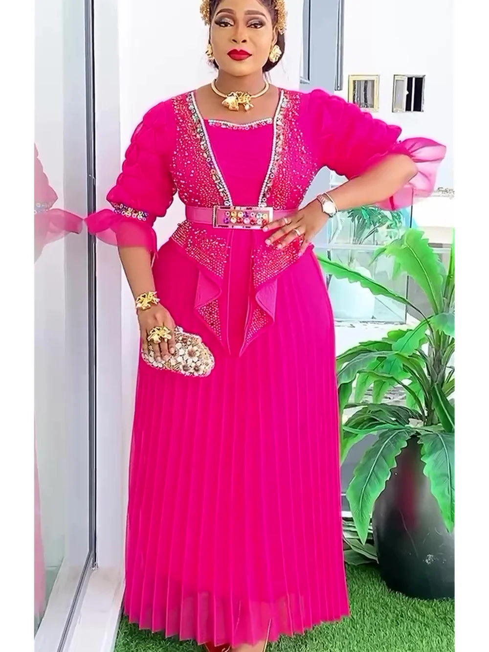 Plus Size African Party Dresses for Women 2025 New Fashion Dashiki Ankara Wedding Evening Gown Elegant Turkey Muslim Maxi Dress