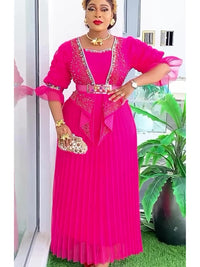 Plus Size African Party Dresses for Women 2025 New Fashion Dashiki Ankara Wedding Evening Gown Elegant Turkey Muslim Maxi Dress