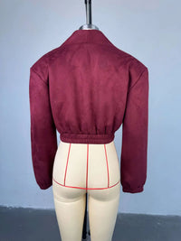 Women's Solid Color Long Sleeved Fashionable Wine Red Slim Fit V-neck Double Breasted Long Sleeved Top for Spring 2026