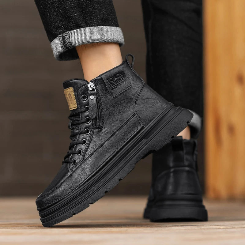 Men's high top boots new casual fashion comfort casual boots wear-resistant height increasing versatile high top workwear boots