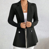 Fashion Autumn Women Coats Black New Winter Streetwear Solid Suit Collar Button Elegant Coat Trench Slim Versatile Clothing Lady