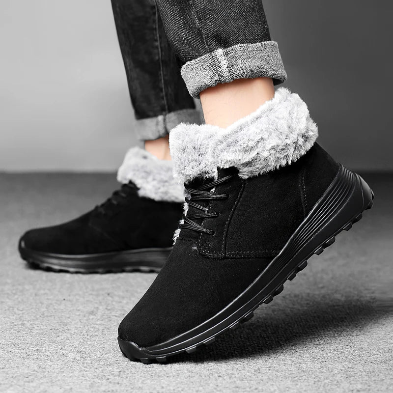 Winter Boots for Men 2025 New Plush Snow Boots Men Ankle Boots Warm Black Couple Cotton Couples Platform Shoes Sneakers