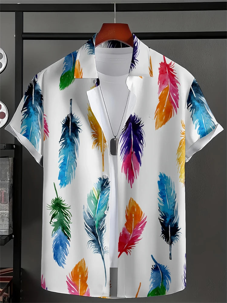 Men's Lapel Button Down Shirt T-Shirt New Floral Print Hawaii Beach Vacation Short Sleeve Breathable Fashion Men's Shirt Tops