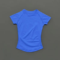 HISTELLO Sport Short Sleeve Top Women Gym Yoga Top Workout Clothes Sports T Shirt Fitness Activewear Running Tight Tops