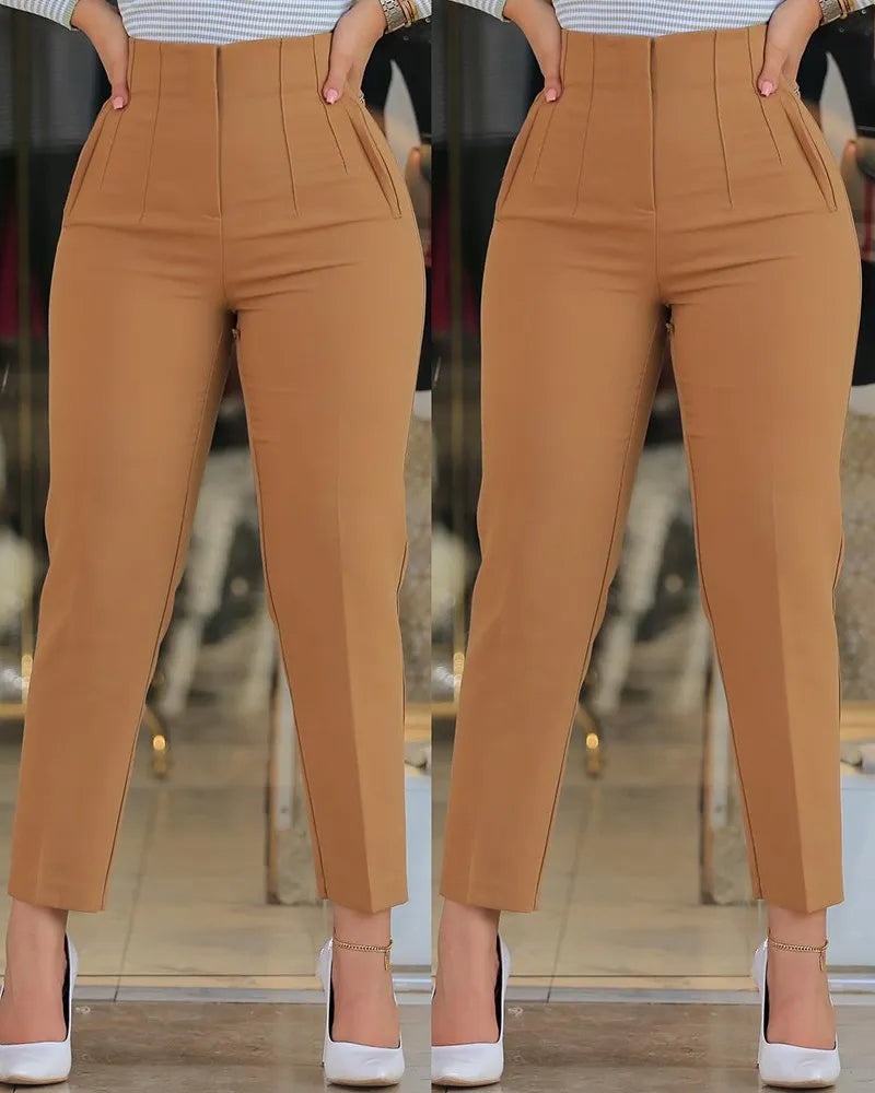 2023 Spring and Summer New Women Pants High Waist Cropped Straight Work Formal Pants Elegant Casual Daily Pants