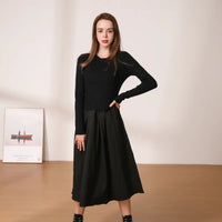 Women's Black One-Piece Sweater Dress Knitted Dresses Elegant and Pretty Young Ladies Knitwear Female Fashion 2023