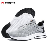 Baasploa Men Running Shoes Brand Mesh Breathable Casual Sneakers Male Lace-Up Comfort Lightweight Sport Shoes Non-Slip Outdoor