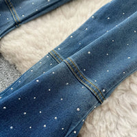 Denim Pant Set Women Two Piece Sets Sexy Matching Sets Sleeveless Short Tops Long Flare Pants High Waist Slim Hot Diamond