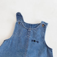 Autumn and winter baby denim overalls with rabbit ears, cute long pants and one-piece pants