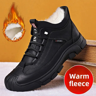 Winter cotton shoes for men with plush warm snow boots high top comfortable non slip wear-resistant outdoor casual shoes