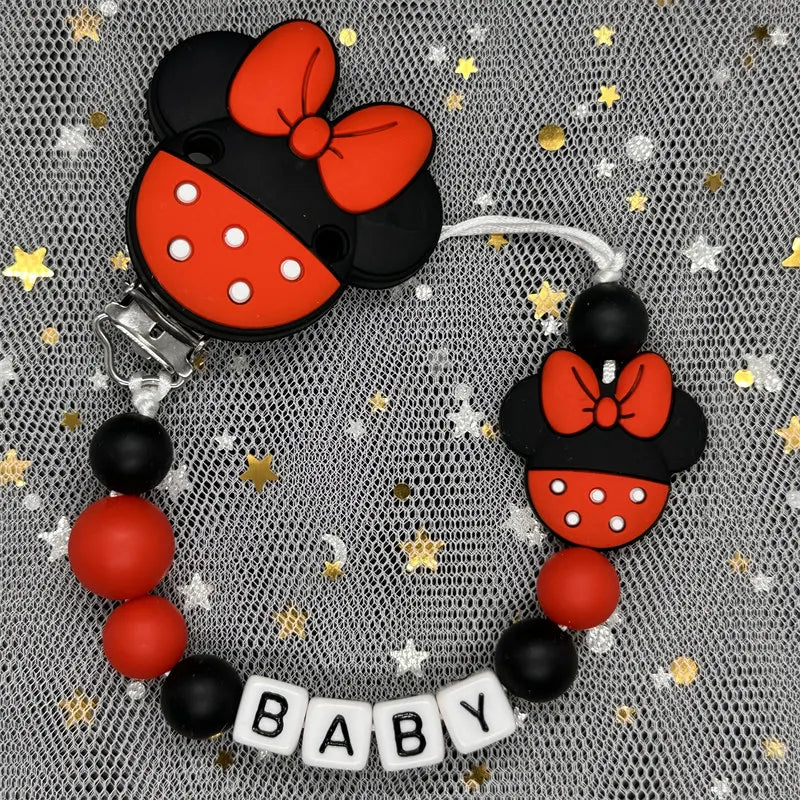 Free Handmade Personalized Name Baby Pacifier Clips Chains Silicone Beads Teether Teething Toys Dummy Holder Pacifier Chain Gift