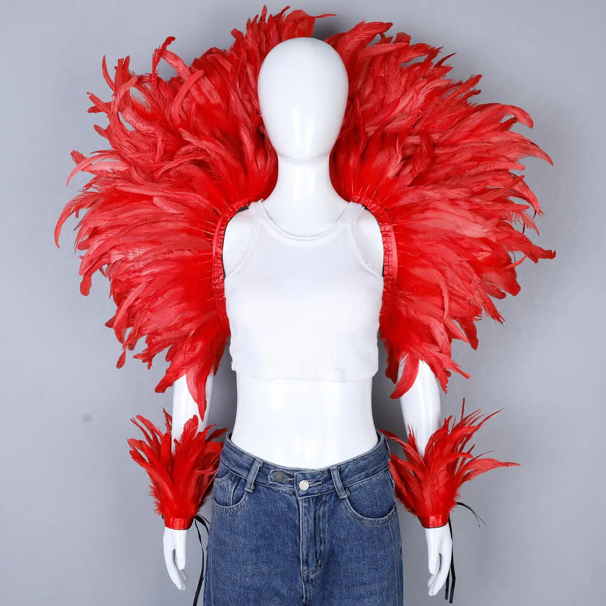 Elegant Women's 2-Piece Shawl Set Cosplay Feather Punk Style for Halloween Masquerade Ball Party Carnival New