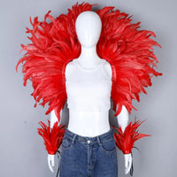 Elegant Women's 2-Piece Shawl Set Cosplay Feather Punk Style for Halloween Masquerade Ball Party Carnival New