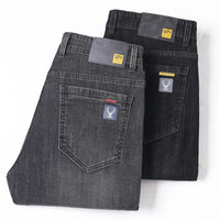 Jeans men straight tube loose 2024 autumn new item business elastic men's versatile casual pants trendy brand long pants men