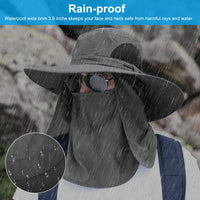 FANDAO Wide Brim Sun Hat With Neck Flap For Men Women Adjustable Outdoor 50+UPF Protection Safari Cap Hiking Fishing Hat