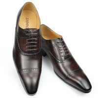 Elegant Formal Men Shoes Top Layer Cow Leather Oxfords Business Office Lace Up Luxury Design Handmade Dress Fashion Males' Shoe