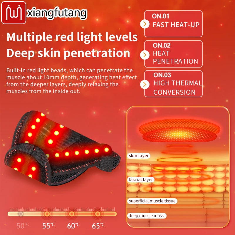 Carbon Fiber Portable Red Light Electric Heating Foot Protector - Vibration Massage Relieves Foot Numbness, Stiffness and Pain