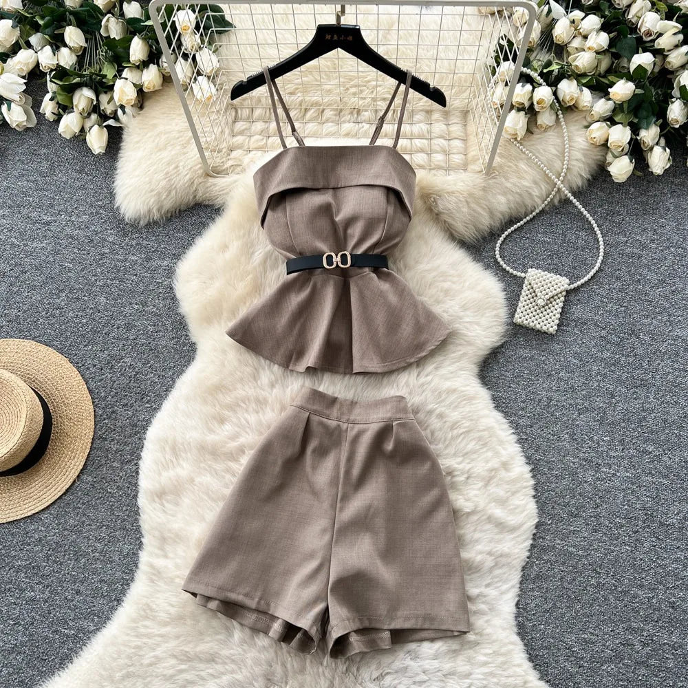 Mini Skirt Set Women Two Piece Sets Polo Collar Shorts Shirt Tops Dress Sets Casual Y2k Streetwear Pleated Shorts 2026 Elegant