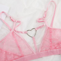 Sexy Pink Lingerie For Women Underwear Lace Bra and Party Sets Female Transparent Lingeries Bra Set Heart Shape Lingerie 2022