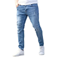 Mens Stretch Retro Pants Casual Skinny Jeans Male Slim Fit Denim Trousers Soild Jeans Fashion Pencil Straight Pants Man Clothes