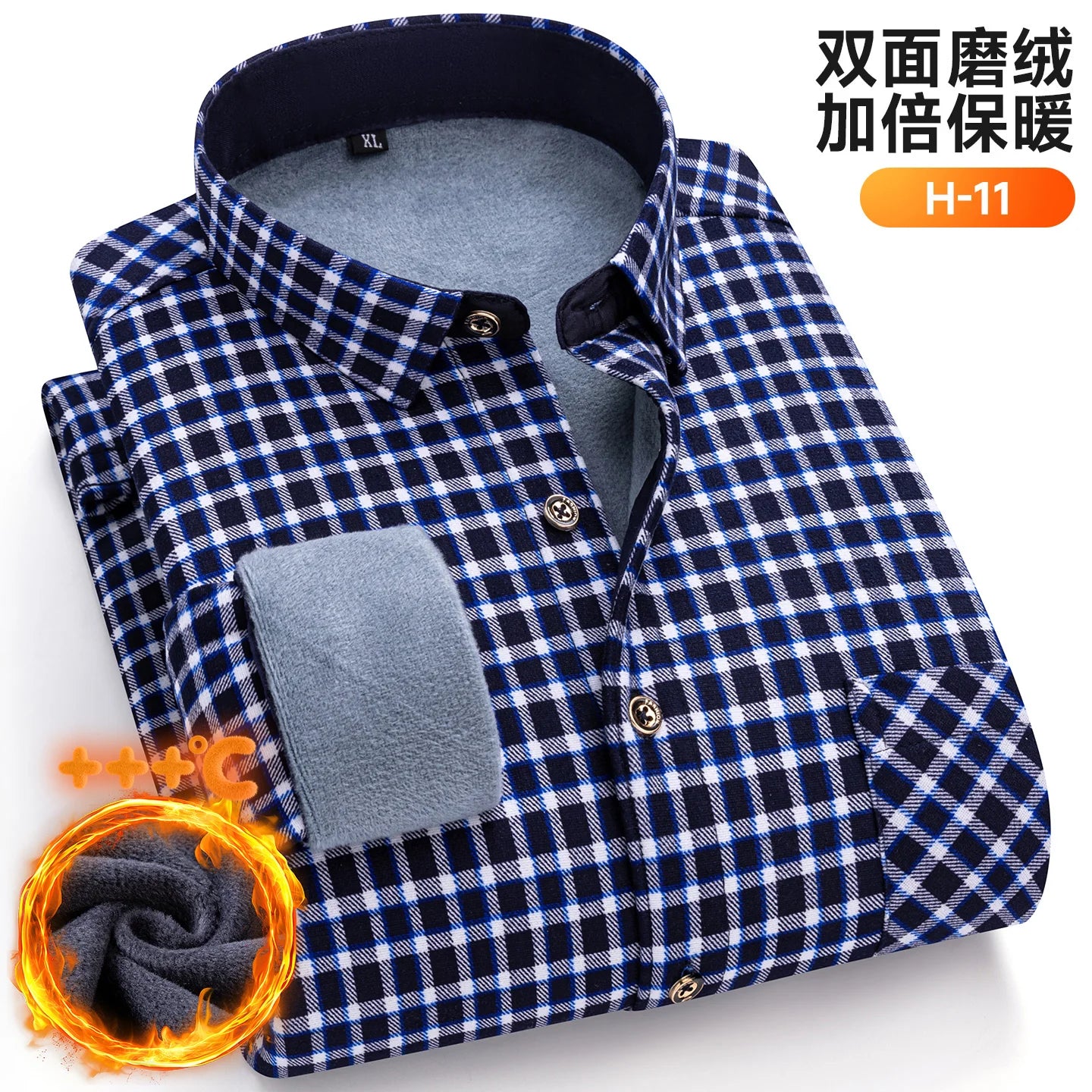 Winter Warm Men's Plaid Shirts Thickened Flannel Casual Menswear Long Sleeve Plus Size Office Workwear Casual Male Check Shirts
