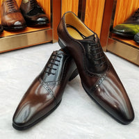 Luxury Men's Oxford Leather Dress Shoes Lace-Up Casual Business Fashion Carved Shoes for Wedding Party Office Higher Quality