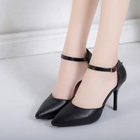 Women High Heel 6cm 8CM Pumps 2023 Spring/Autumn Black White Ankle Buckle Strap Casual Elegent Shoes Heels Women Tacones Mujer