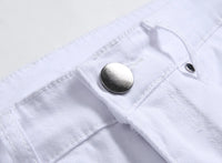 Punk Street Style Ripped Skinny Jeans Men Vintage Wash Solid Denim Trouser Mens Casual Slim Fit Pencil Denim Holes Pants 2024