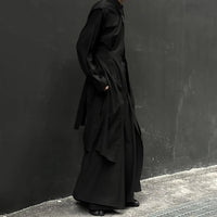 Mens Mid-Length Shirt Dark Gothic Style Casual Cape Autumn Japanese Streetwear Fashion Mature Style Long-Sleeve Tops Unisex 2024