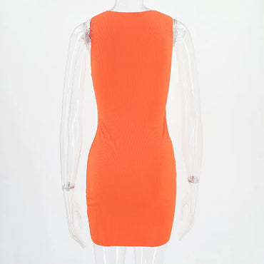 Women Summer Sexy Slim Wrap Hip Dress Solid Patchwork O-neck Sleeveless Mini Dresses INS Fashion High Street Sheath Vestidos