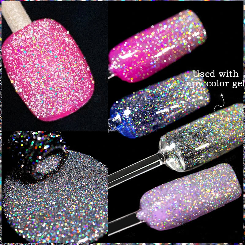 LILYCUTE 7ml Laser Reflective Glitter Top Coat Gel Nail Polish Semi Permanent Shiny Sequins UV LED Varnish Nail Art Decoration