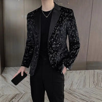 Black Male Blazer High Quality Single Models Menswear Coat Elegant Original Gentleman Simple Breasted Sequin Men's Suit Jackets