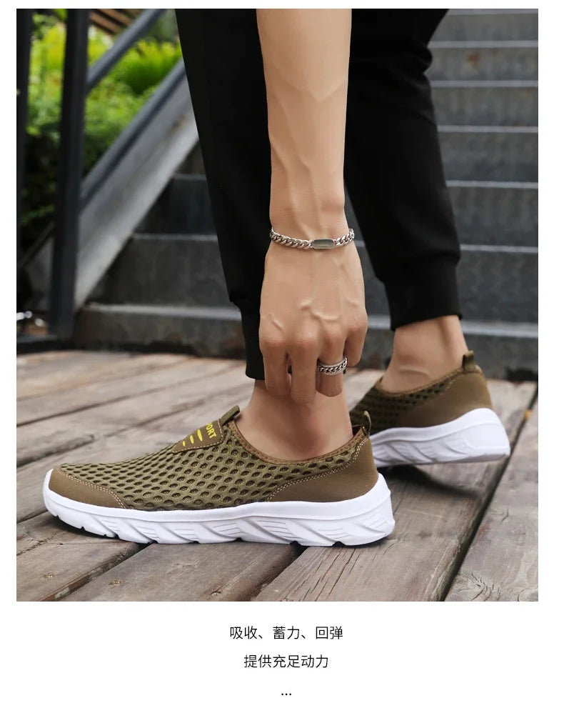 YRZL Lightweight Men Casual Shoes Breathable Slip on Male Casual Sneakers Anti-slip Men's Flats Outdoor Walking Shoes Size 39-46