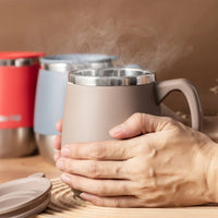 1pc 500ml Insulated Stainless Steel Coffee Mug with Lid, Double-Wall Vacuum Thermal Cup for Hot and Cold Drinks, Ideal for Home