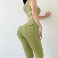 SOISOU Nylon Leggings Women's Pants Sport Yoga Pants Sexy Tight High Waist Elastic Women's Panties Pocket legging mujer