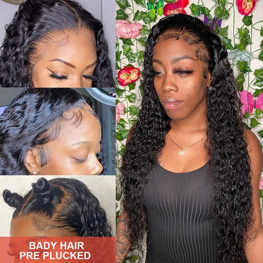 Water Wave Lace Front Wig 30 34 Inch Full Lace Front Human Hair Wigs For Black Women HD Wet And Wavy Loose Deep Wave Frontal Wig