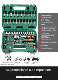 Professional Auto Repair Toolbox Kit Socket Wrench Ratchet Combination Complete Set of Multifunctional Tools and Accessories