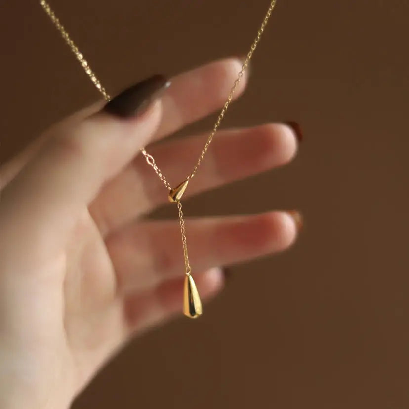 316L Stainless Steel Water Drop Charm Pendant Necklace Bohemia Party Link Chain Necklace For Women Цепочка