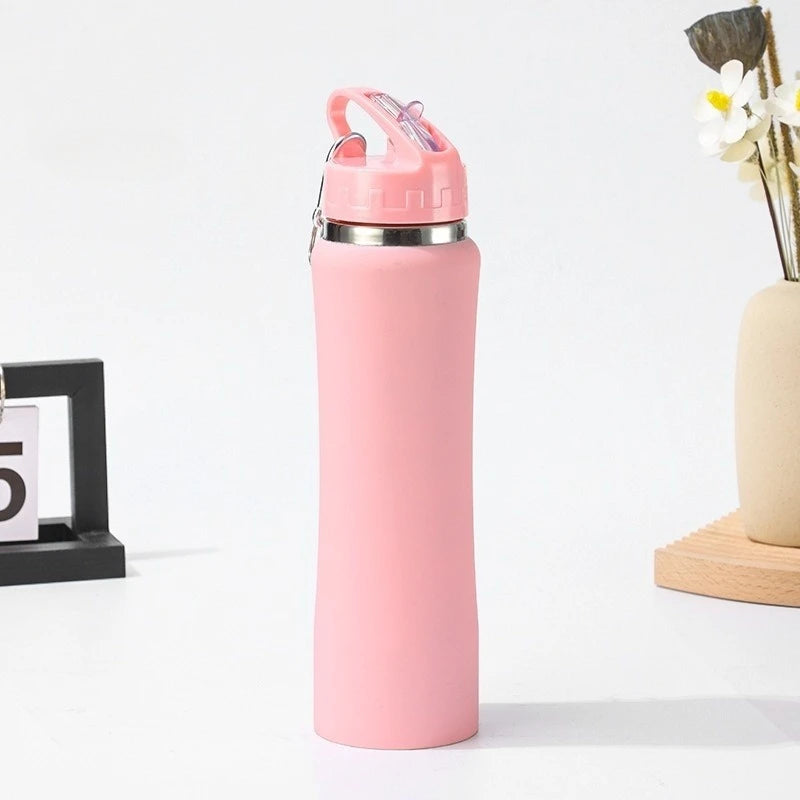 JUSTINLAU Spot Goods 600/750ML Thermos Cup Fruit Mug Kids Straw Cup Vacuum Flasks Stainless Steel Travel Thermal Water Bottles